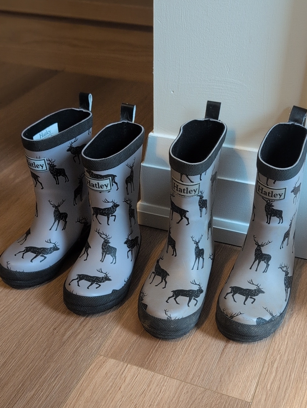 Hatley Gray Deer Print Kids Rain Boots